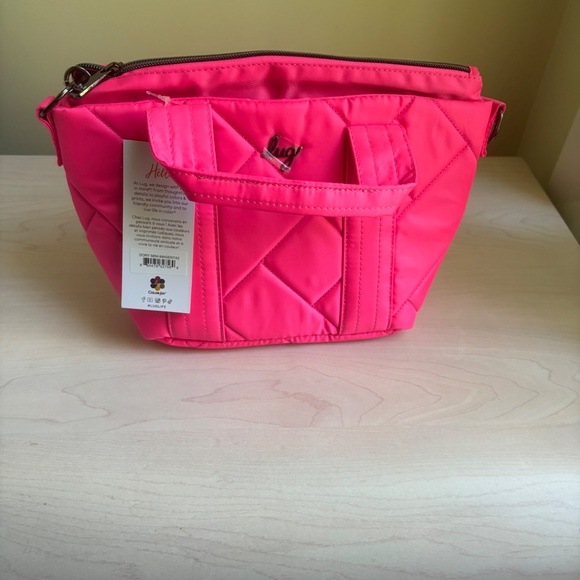 New Lug Pink Crossbody w/ Tote Handles, & Double Zipper Crossbody & Heart Pouch - Picture 5 of 16